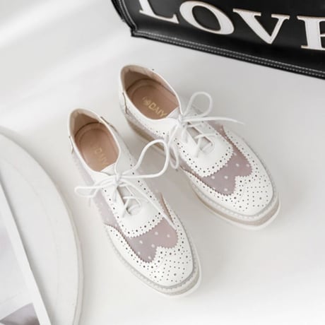 mesh dot platform shoes