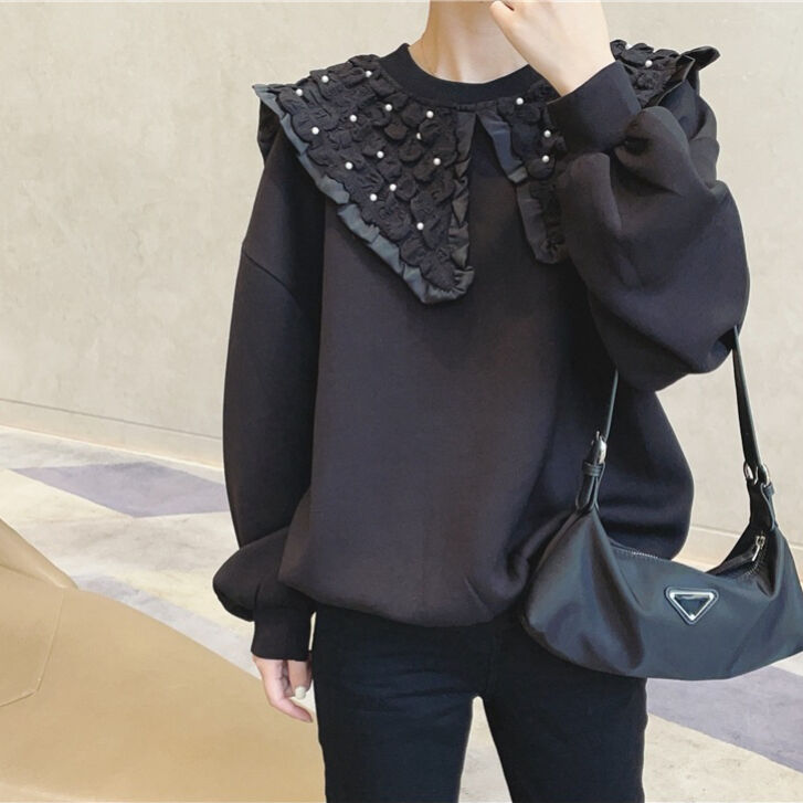 Stone  ブラック トレーナー 新品L STONE ISLAND☆22FW ワッペンロゴ トレーナー LADIES BLACK