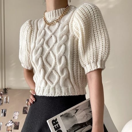 【即納】puffsleeve summer knit