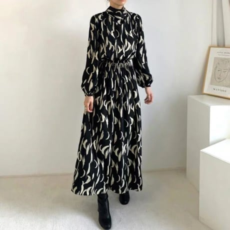 high neck print onepiece
