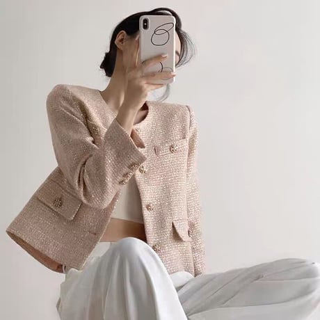pink tweed jacket