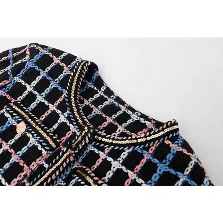 mix color tweed jacket