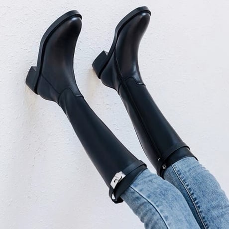 【本革】buckle long boots