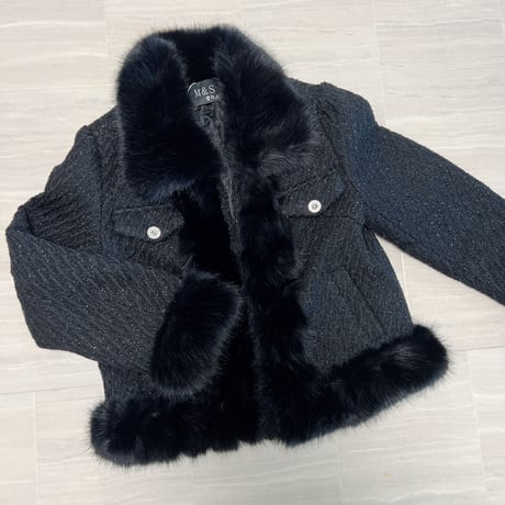 【即納】fur tweed jacket