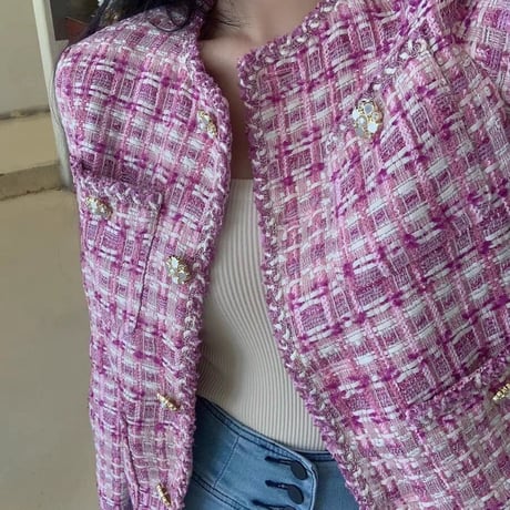 pink tweed jacket
