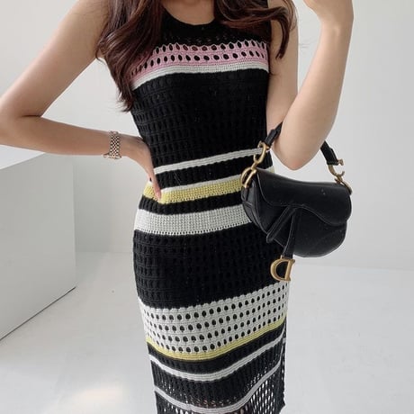 multicolor knit onepiece