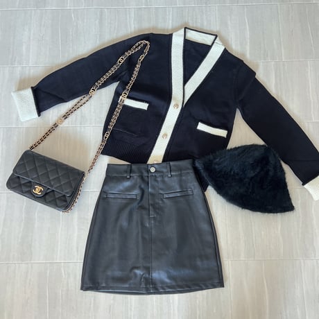 パンツ付き leather skirt