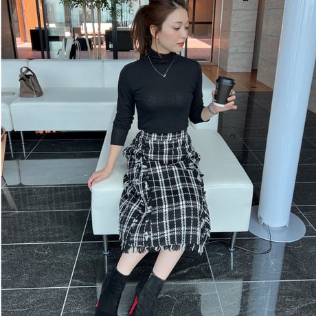 tweed check skirt
