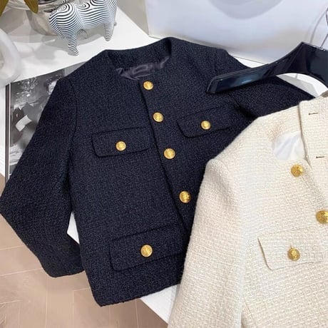 gold button tweed jacket