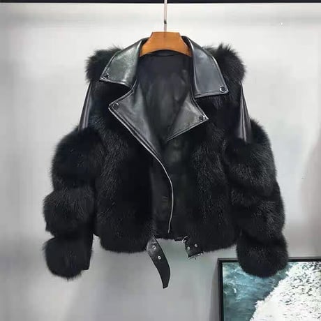 高品質 フェイクファー ライダースジャケット