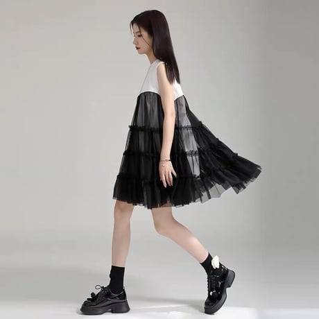 bi-color tulle t-shirt