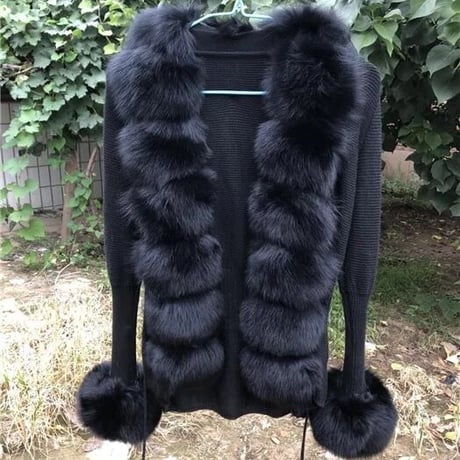 fox fur cardigan