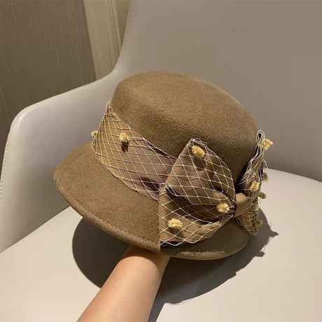 ribbon tulle wool hat