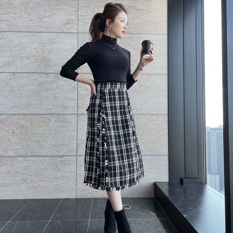 tweed check skirt