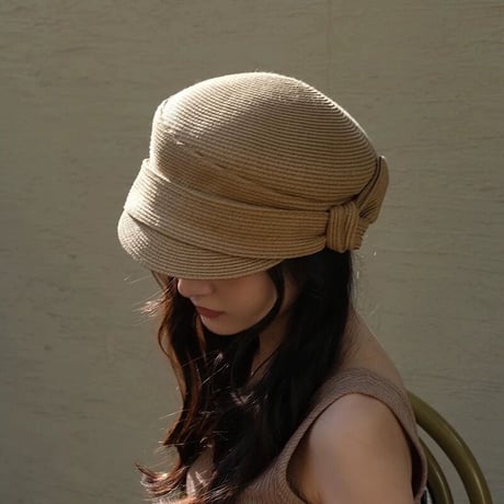side ribbon straw casquette