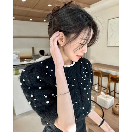 puff sleeve pearl knit
