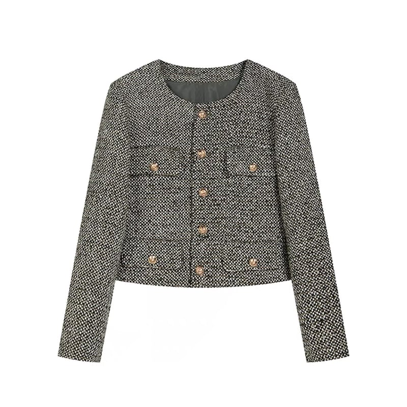 gold button tweed jacket | BrillantSelect Store