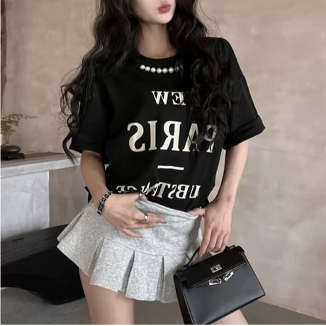 neck pearl logo t-shirt