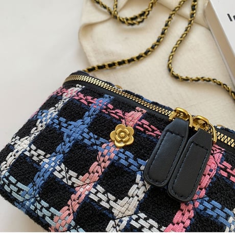 flower point colorful check bag