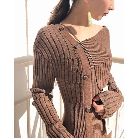 asymmetry knit onepiece