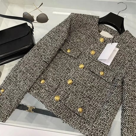 gold button tweed jacket