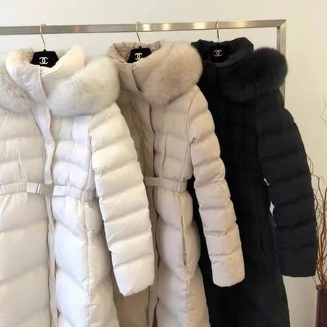 fox fur long down coat