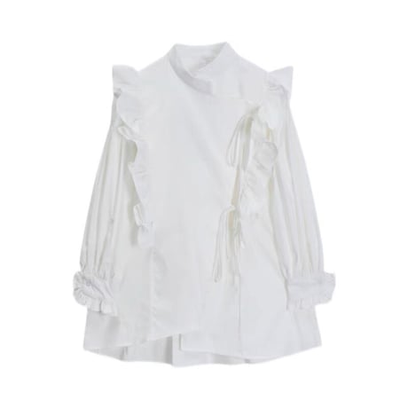high neck frill blouse