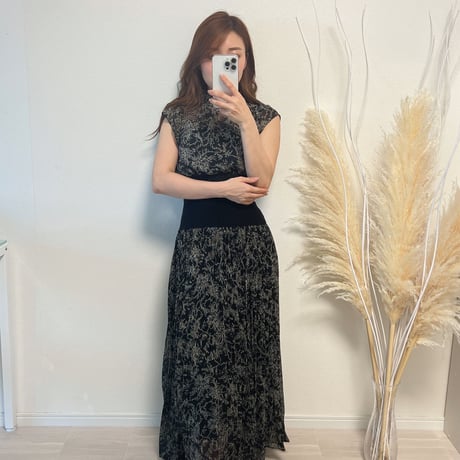 【即納】pleats long onepiece