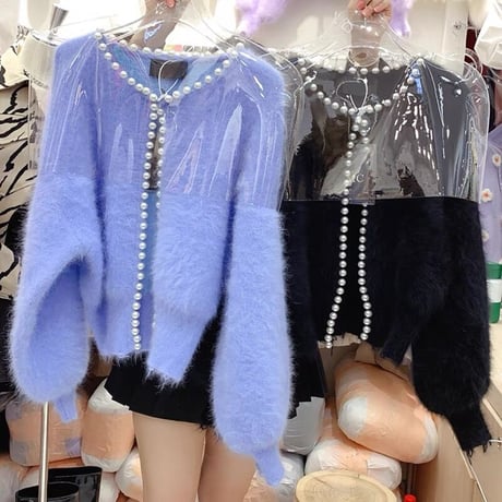 モヘア knit pearl cardigan