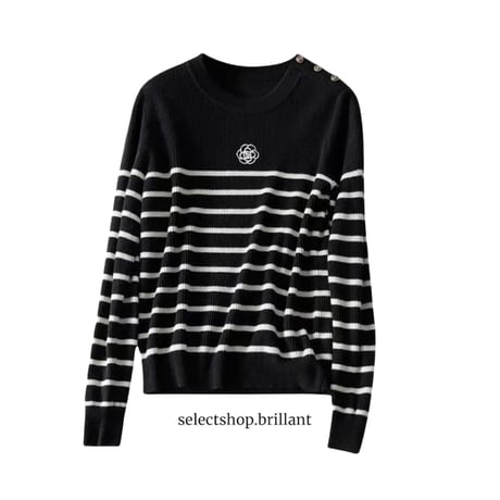 カメリアボタン border knit