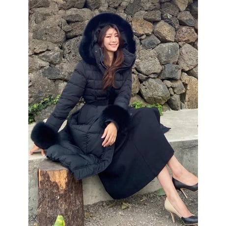 fox fur long down coat