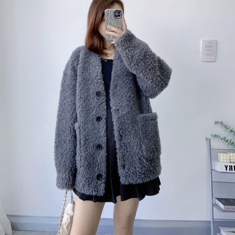 ウール vneck coat