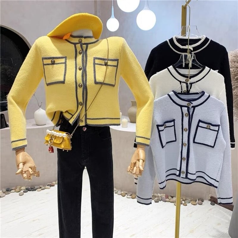ラウンドネック バイカラー カーディガン | BrillantSelect Store