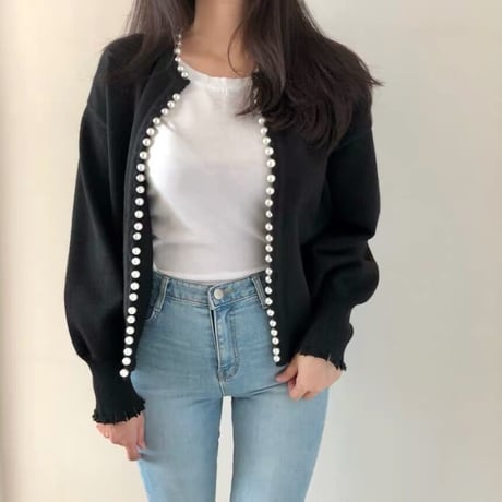 【即納あり】pearl cardigan