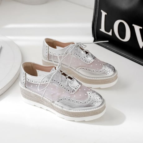 mesh dot platform shoes