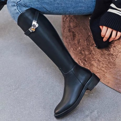 【本革】buckle long boots