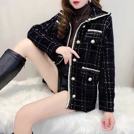 襟付き cardigan