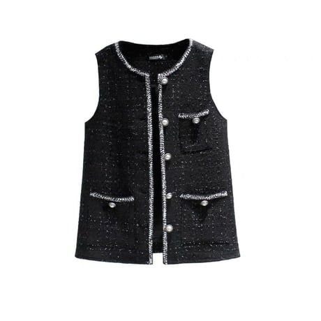 pearl button tweed vest