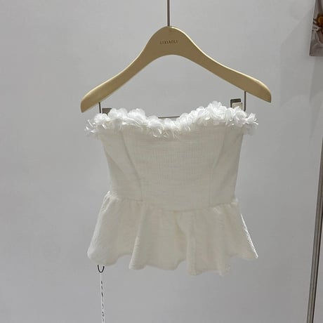 flower tweed peplum tops