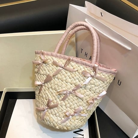 ribbon straw bag