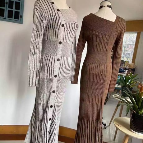 asymmetry knit onepiece