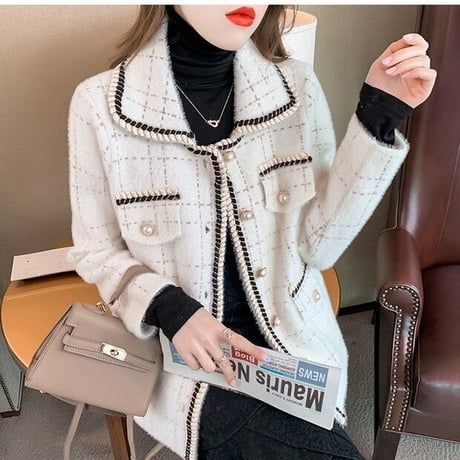 襟付き cardigan