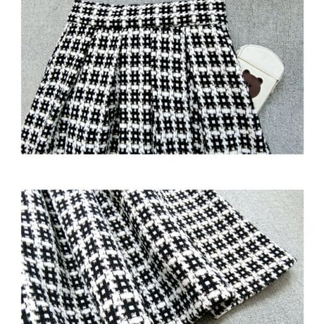 tweed check  skirt
