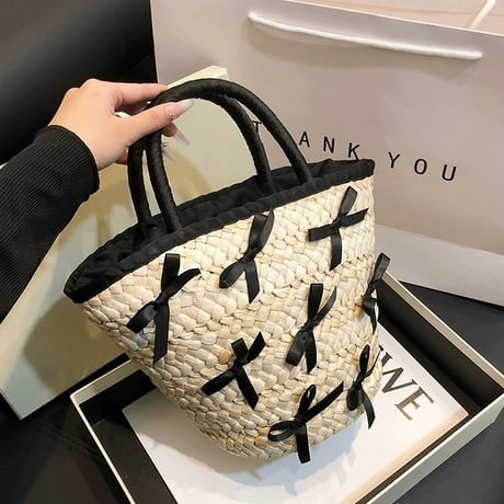 ribbon straw bag