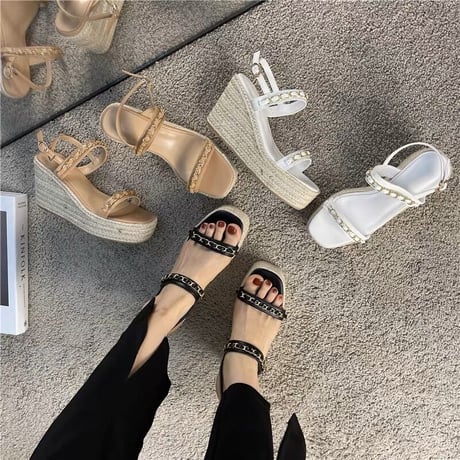 wedge chain sandals