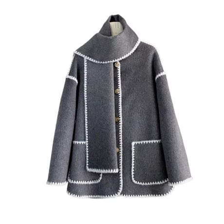 マフラー付き wool coat
