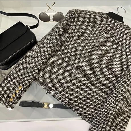 gold button tweed jacket