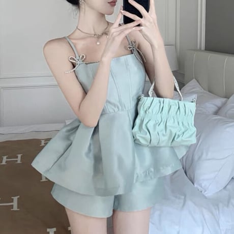 ribbon camisole short pants setup