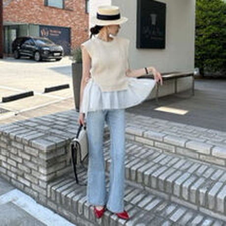 tulle 切り替え knit