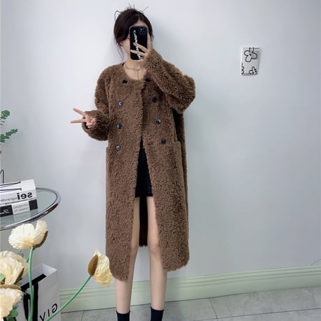 【ウール】boa u-neck long coat